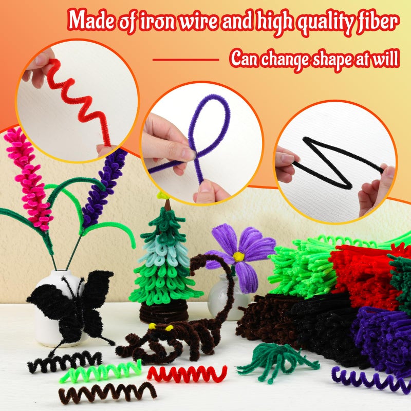 Mnuizu 200pcs Pipe Cleaners,Pipe Cleaners Chenille Stems for Craft, Fuzzy Sticks Christmas Craft Supplies for DIY Art & Creative Crafts Decorations(Red) - Image 4